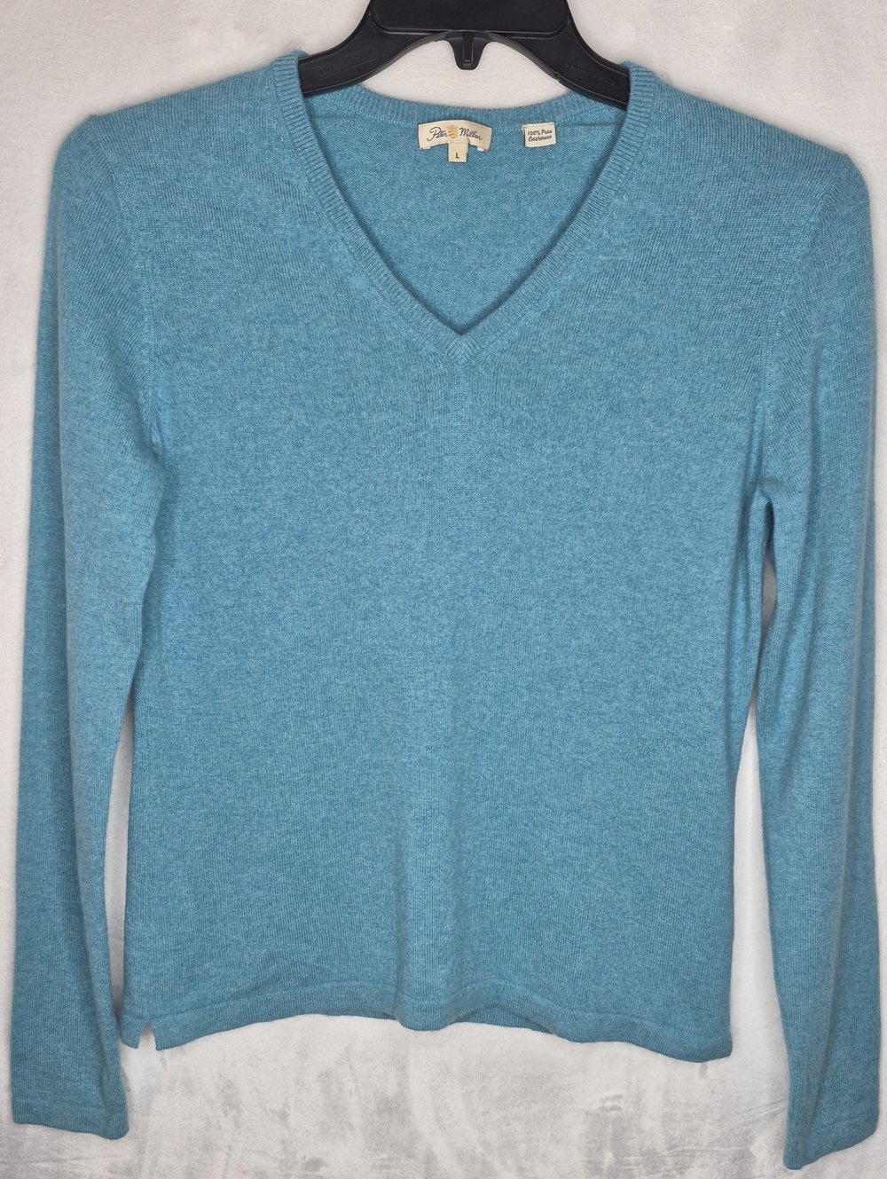 Peter Millar 100% Pure Cashmere V-Neck Sweater Heather Blue Womens Size L